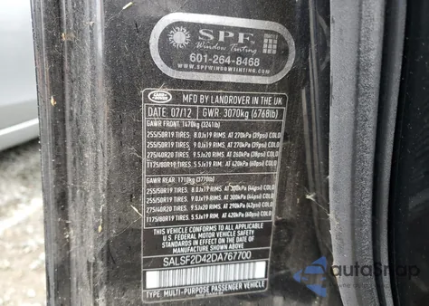 2013 Land Rover Range Rover Sport Hse z USA, uszkodzony, nr VIN SALSF2D42DA767700